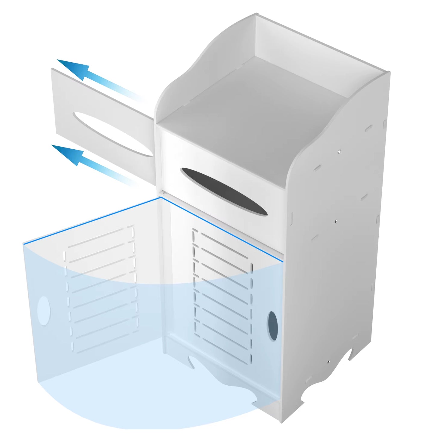 Bathroom Floor Cabinet, Bathroom Storage Cabinet Unit White Waterproof Wooden Cabinet with 2 Layers and 1 Doors Storage Unit
