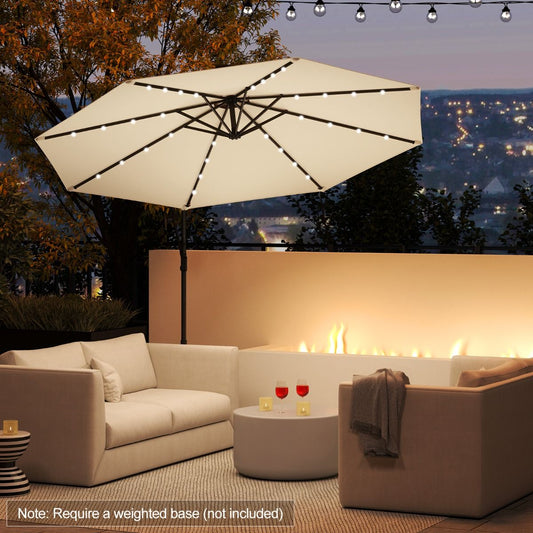 Patio Umbrella Solar LED Cantilever Umbrella with Tilt Adjustment