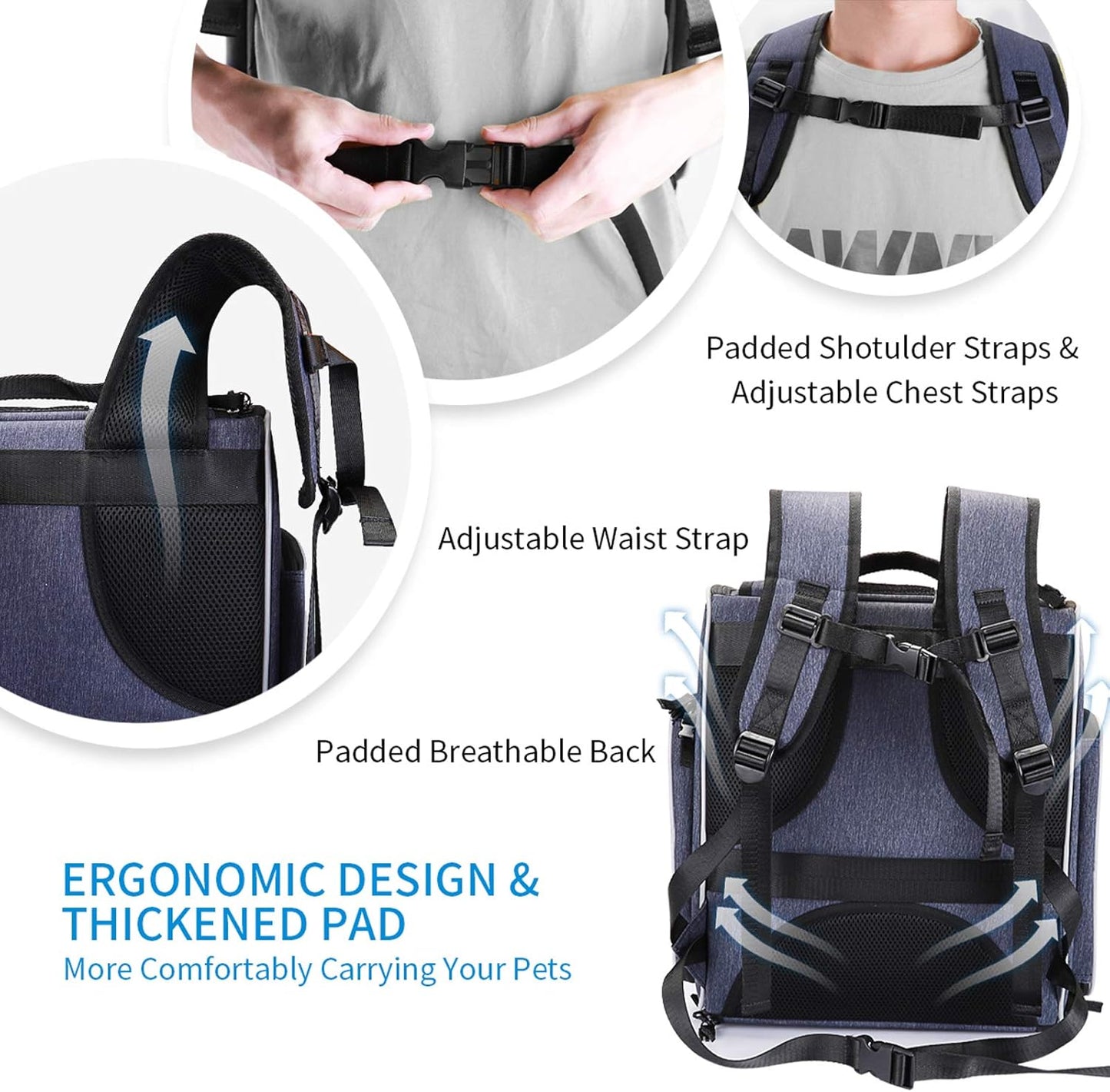 ® Cat Carrier Backpack, Foldable Pet Backpack Carrier for Cats and Small Dogs, Breathable Dog Carrier Backpack with Inner Safety Leash + Folding Dog Bowl Ideal for Hiking Traveling Outdoor Use