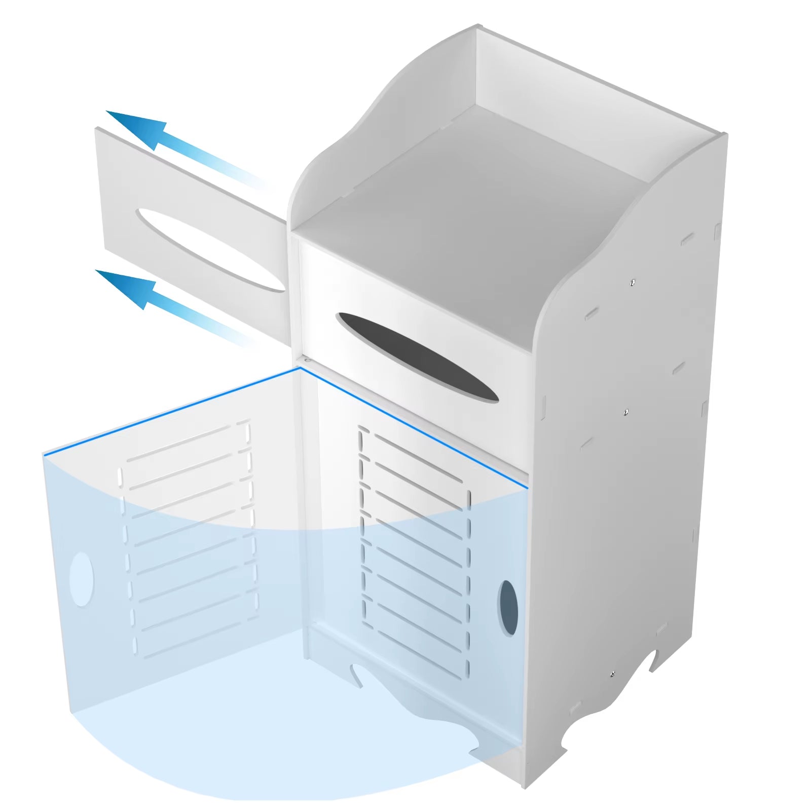 Bathroom Floor Cabinet, Bathroom Storage Cabinet Unit White Waterproof Wooden Cabinet with 2 Layers and 1 Doors Storage Unit