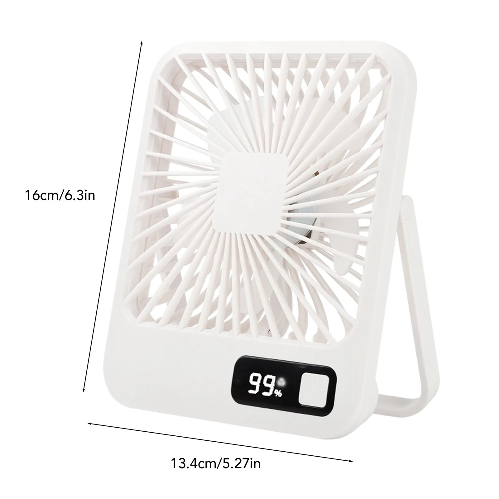 Q3 Desk Fan Portable Personal Fan Digital Display 5 Wind Speeds Adjustable Electric Cooling Fan USB Rechargeable for Home Office