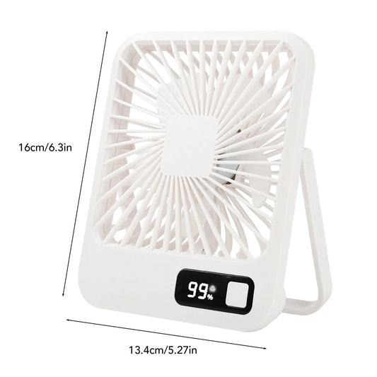 Q3 Desk Fan Portable Personal Fan Digital Display 5 Wind Speeds Adjustable Electric Cooling Fan USB Rechargeable for Home Office